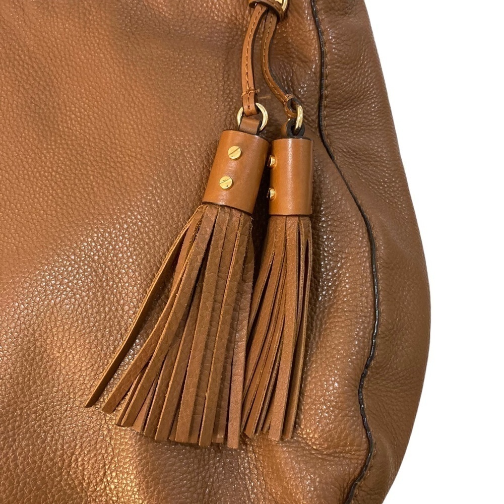 MICHAEL KORS Leather Hobo Shoulder Bag Pebbled Brown Large - Picture 2 of 11